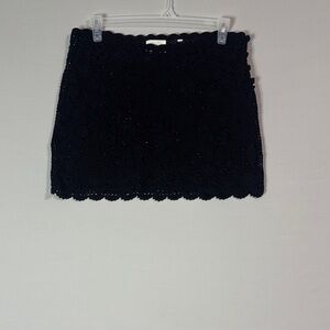DÔEN Heirloom Black Crochet Floral Mini Skirt – Size Unknown (See Measurements)